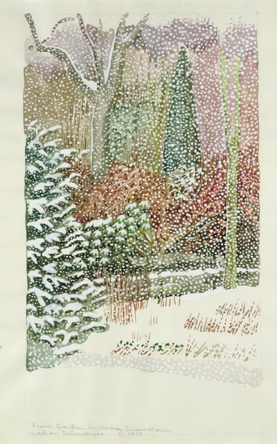 الحديقة الأمامية في العاصفة الثلجية الكثيفة بواسطة ليليان ديليفوريا